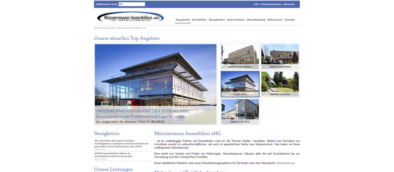 Münstermann Immobilien oHG – Website 2012